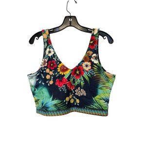 Johnny Was Birdie Reversible Floral & Bird Print V-Neck Compression Tank Top